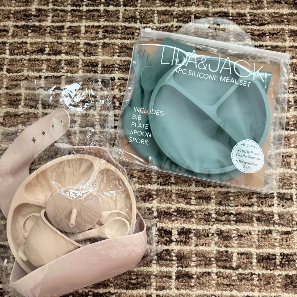 Silicone Meal Set - Sage Green & Beige/Tan